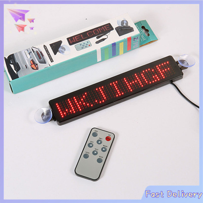 23cm 12v LED Car Sign Remote Control Motorcycle English display Board ...