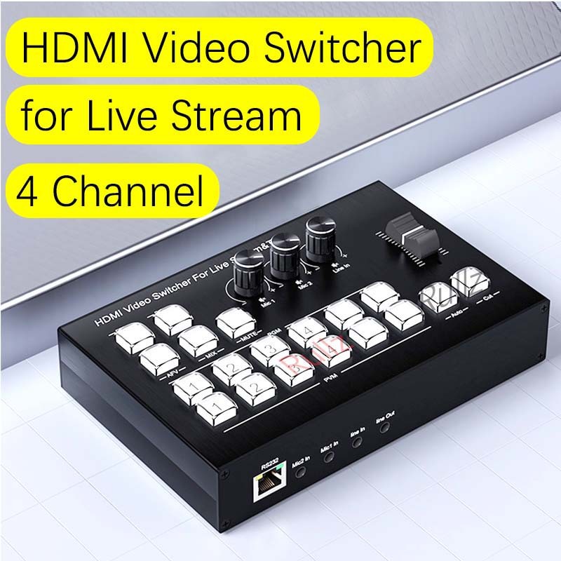4K 4 Channel HDMI Video Switcher Mixer Multi Camera Live Streaming ...
