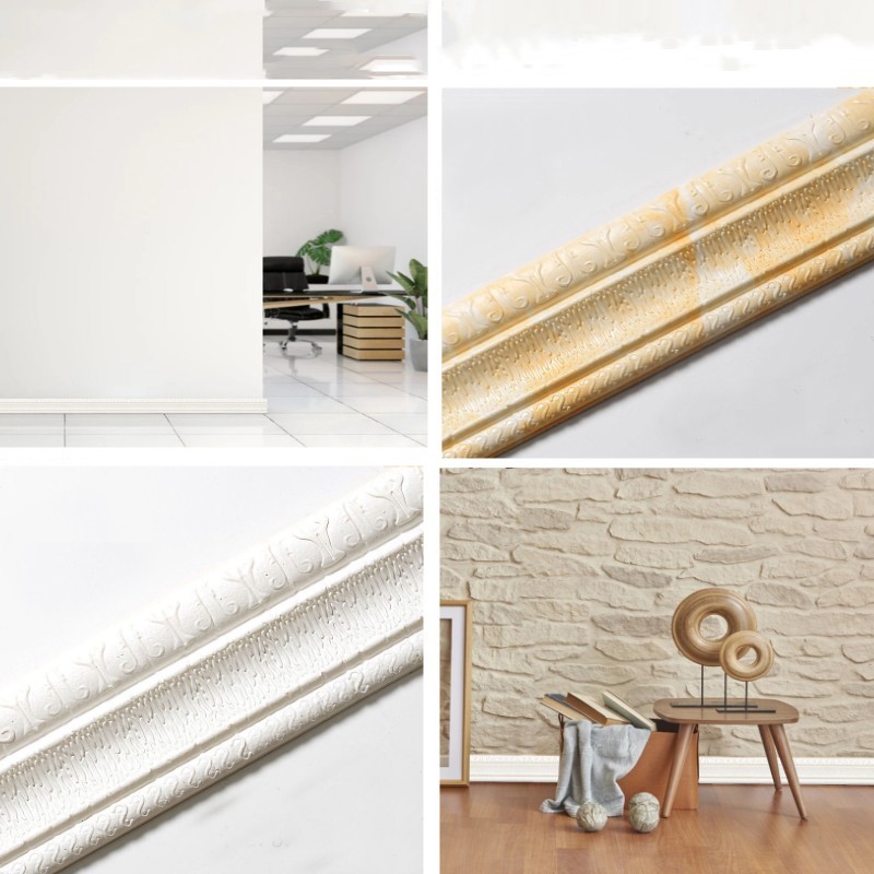2.3m 3D SelfAdhesive Vinyl Wall Trim Lines Skirting Border DIY Room