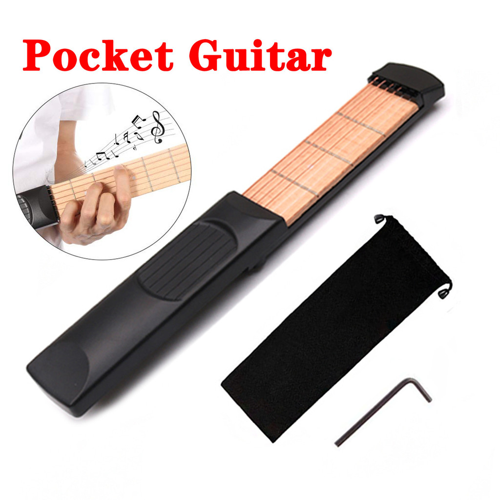6 String 6 Fret Model Portable Pocket Guitar Neck Chord Trainer Sapele