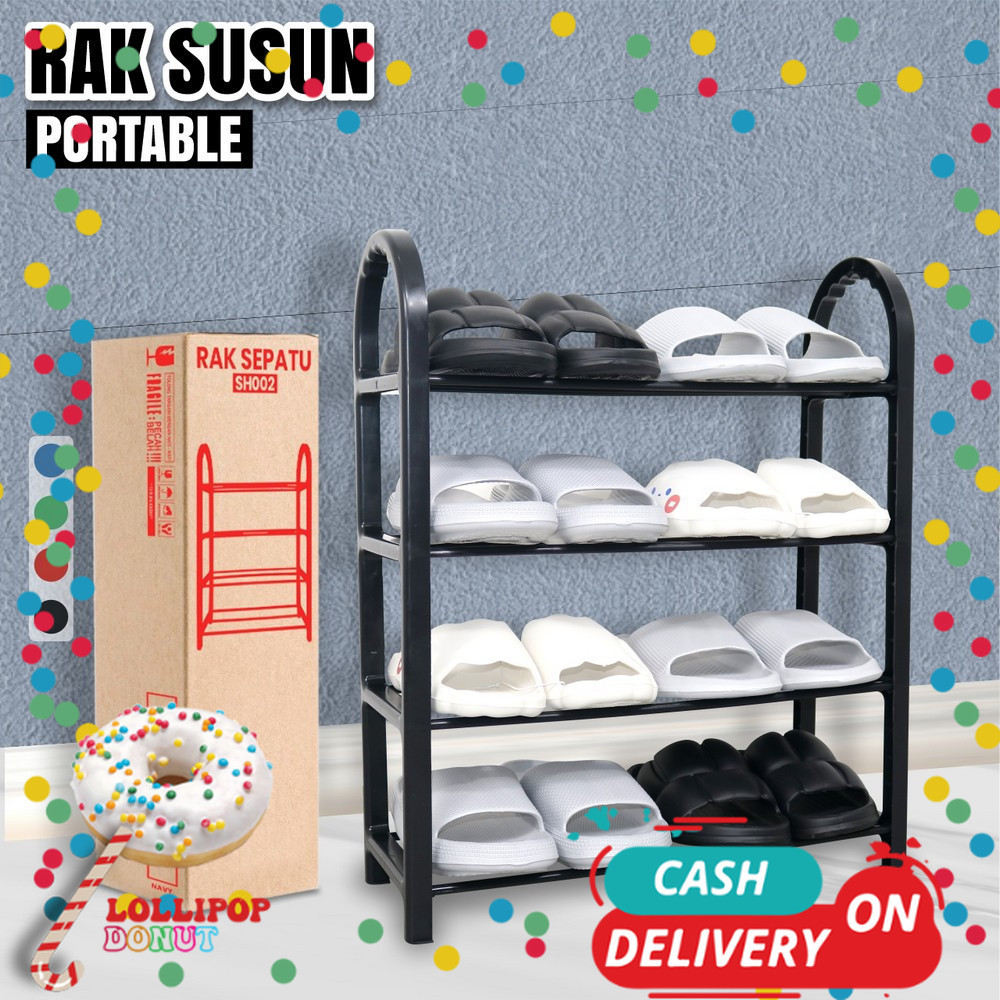 4-Tier Plastic Shoe and Sandal Storage Rack Portable Shoe Rack C807 ...