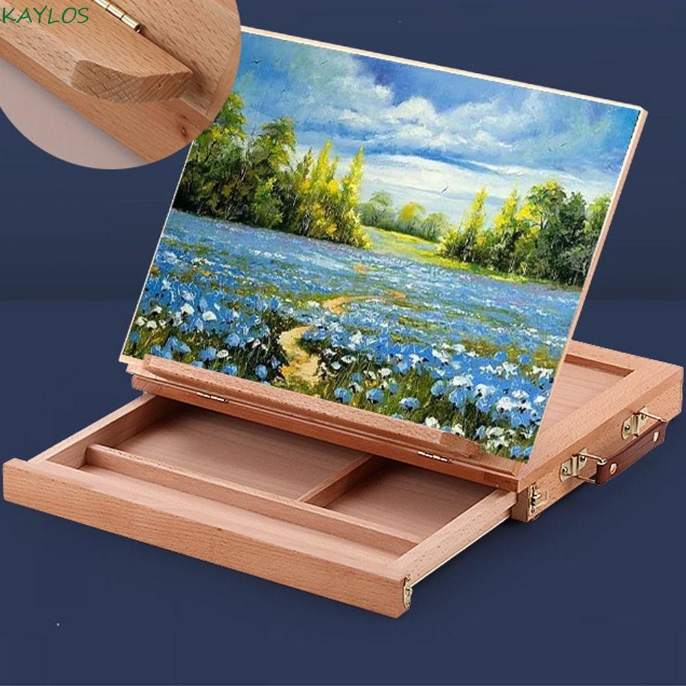 KAYLOS Portable Wooden Table Easel, Beech Wood Adjustable Art Painting ...