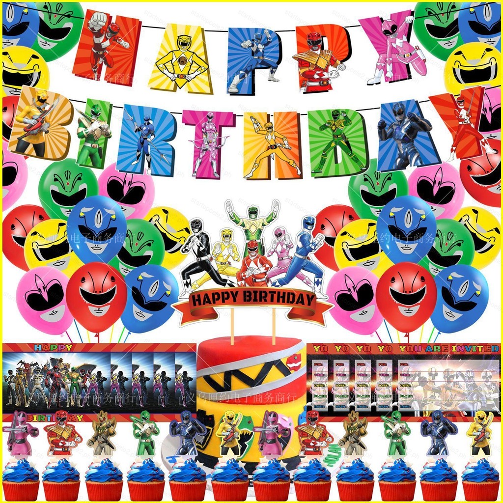 ST2 POWER RANGERS Theme kids birthday party decorations banner cake ...