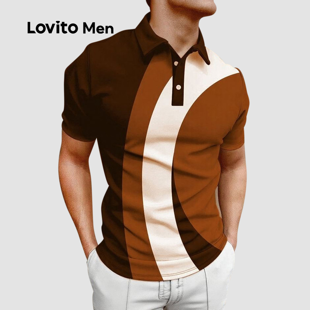 Lovito Men Casual Polo Shirt Colorblock Spring/summer Multicolor Polo ...
