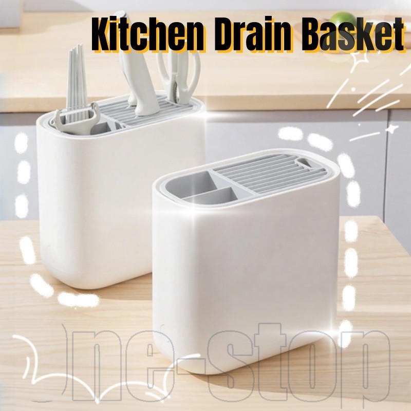 Knife And Chopsticks Basket Drain Rack, Front No Drilling For Kitchen ...