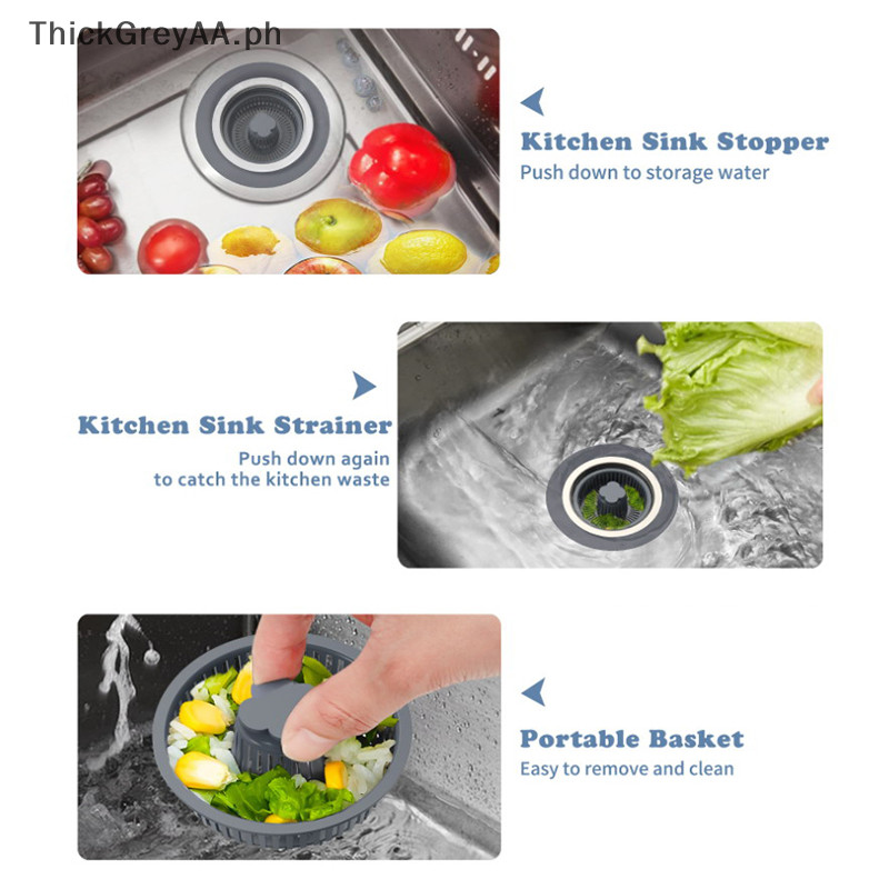 ThickGreyAA Kitchen Sink Filter Plug Stainless Steel Kitchen Sink Drain ...