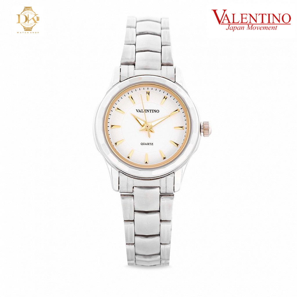 Valentino 20122254 WHT DIAL GOLD INDEX Silver Stainless Steel Strap Analog Watch for Women