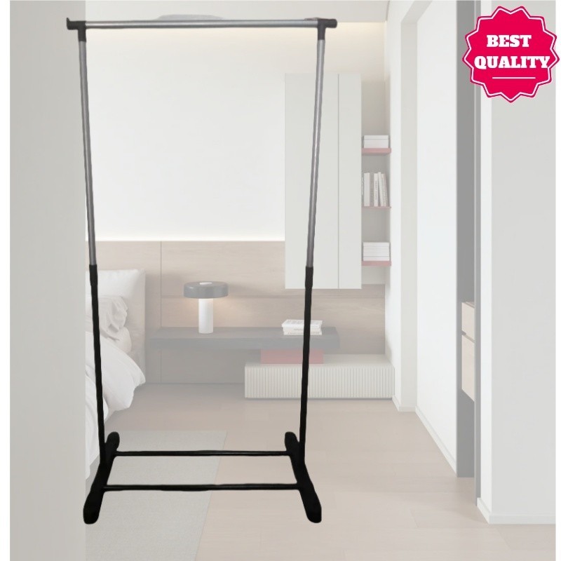 Adjustable Single Pole Cloth Rack Stand Shoes Shelf Room single pole ...