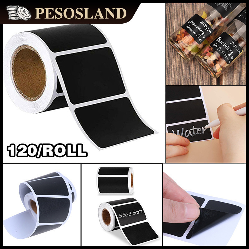 120Pcs/roll Waterproof Labels Sticker Reusable Chalkboard Label Sticker ...