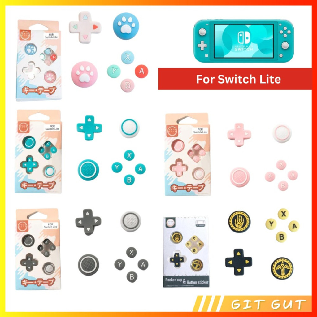 Nintendo Switch Lite Set Joycon D-Pad ABXY Button Cover Thumb Grip Cap ...