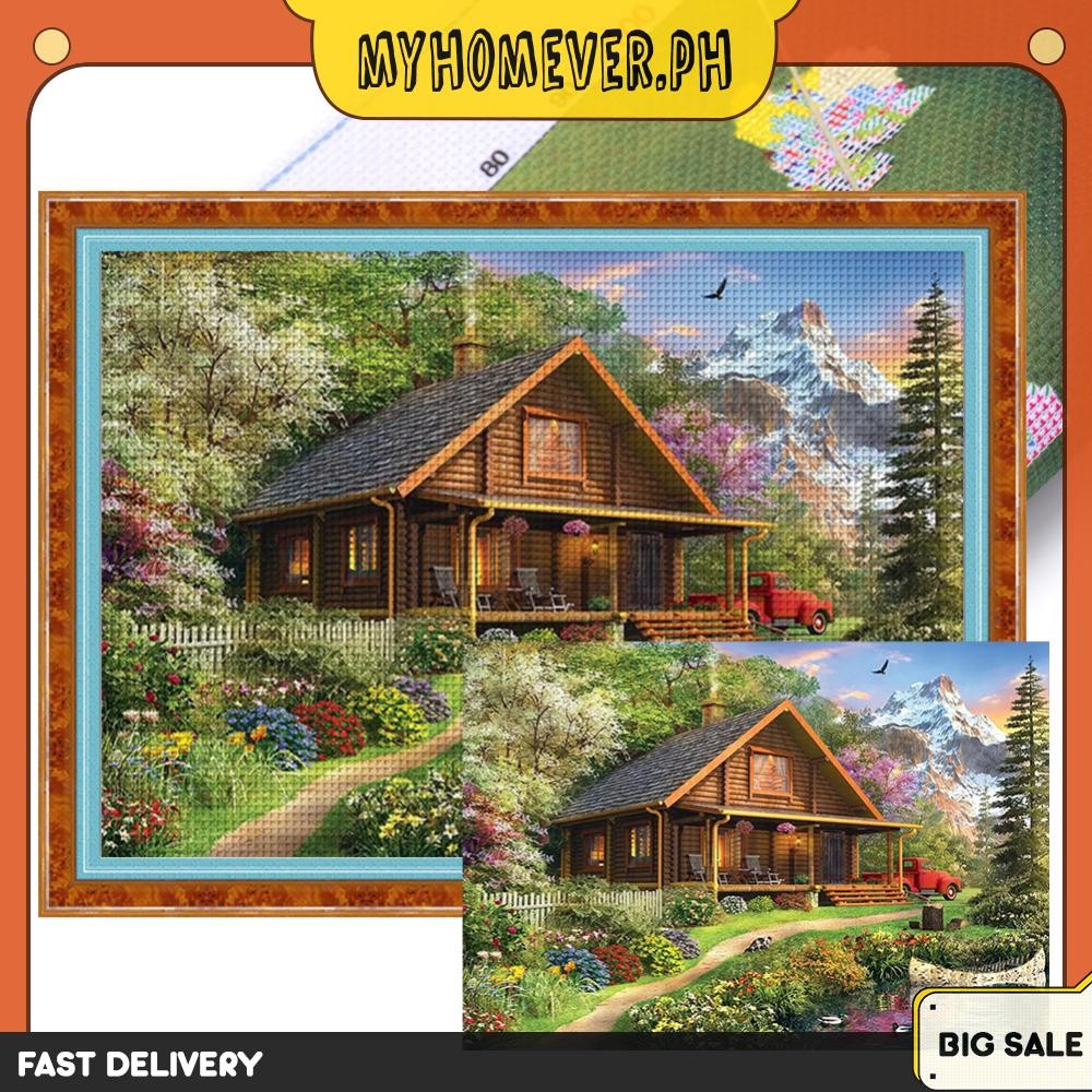 Full Embroidery Eco-cotton Thread 14CT Printed House Cross Stitch Kit ...