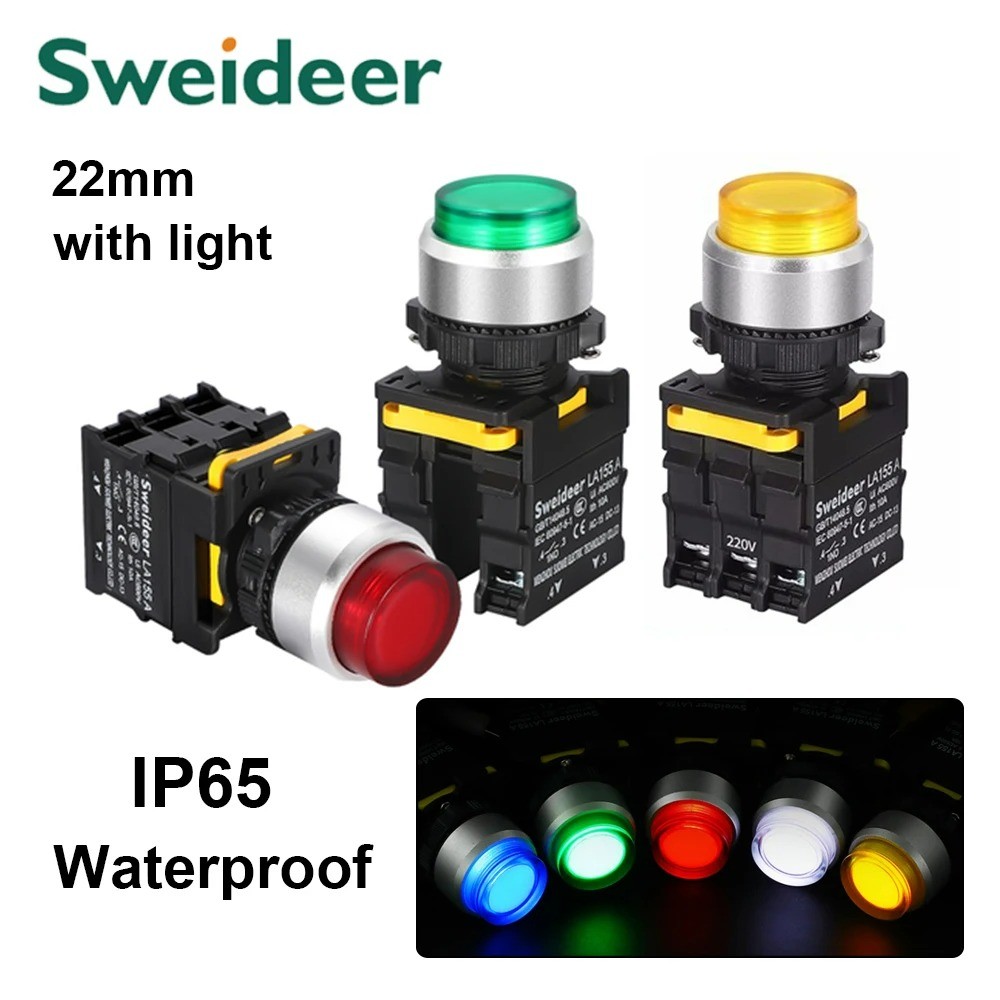 22mm LED illuminate plastic push button switches for machine tools ...