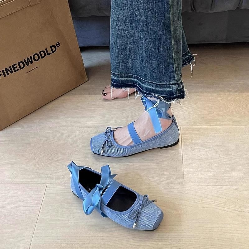 Flat Evening Shoes Blue Zhenxian Women's Shoes 2024 New Style Spring