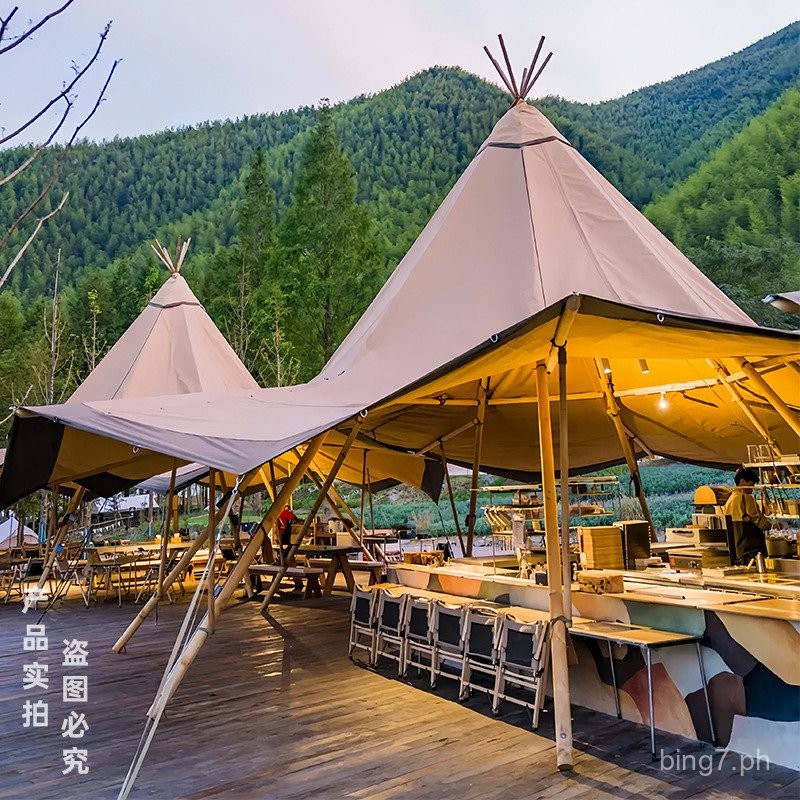 IndiantipiTent Outdoor Camping Large Straw Hat Hotel Tent Net Red Large