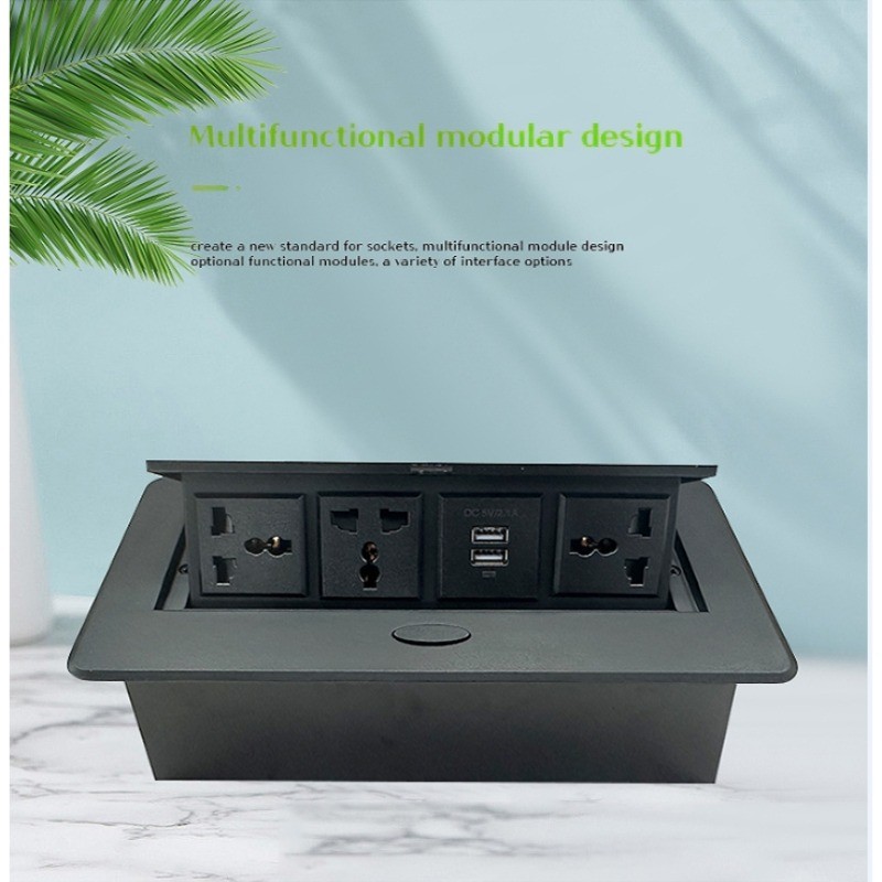 Desktop Plug-In Adapter POP UP 2 Universal Socket Table Outlet 2 RJ45 ...