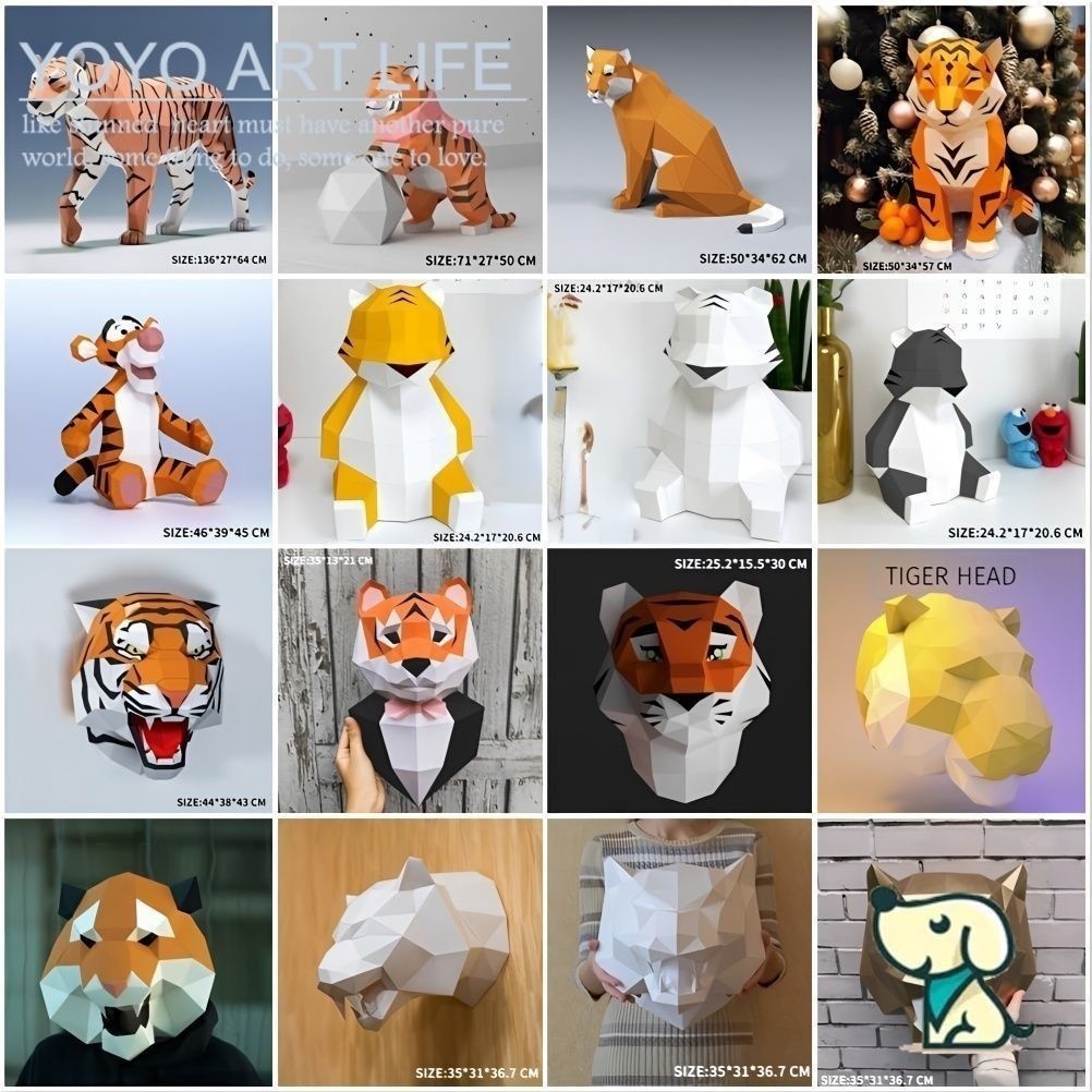 Yoyo Z1 Creative Paper Model Tiger Paper Model Home Wall Hanging Wall ...