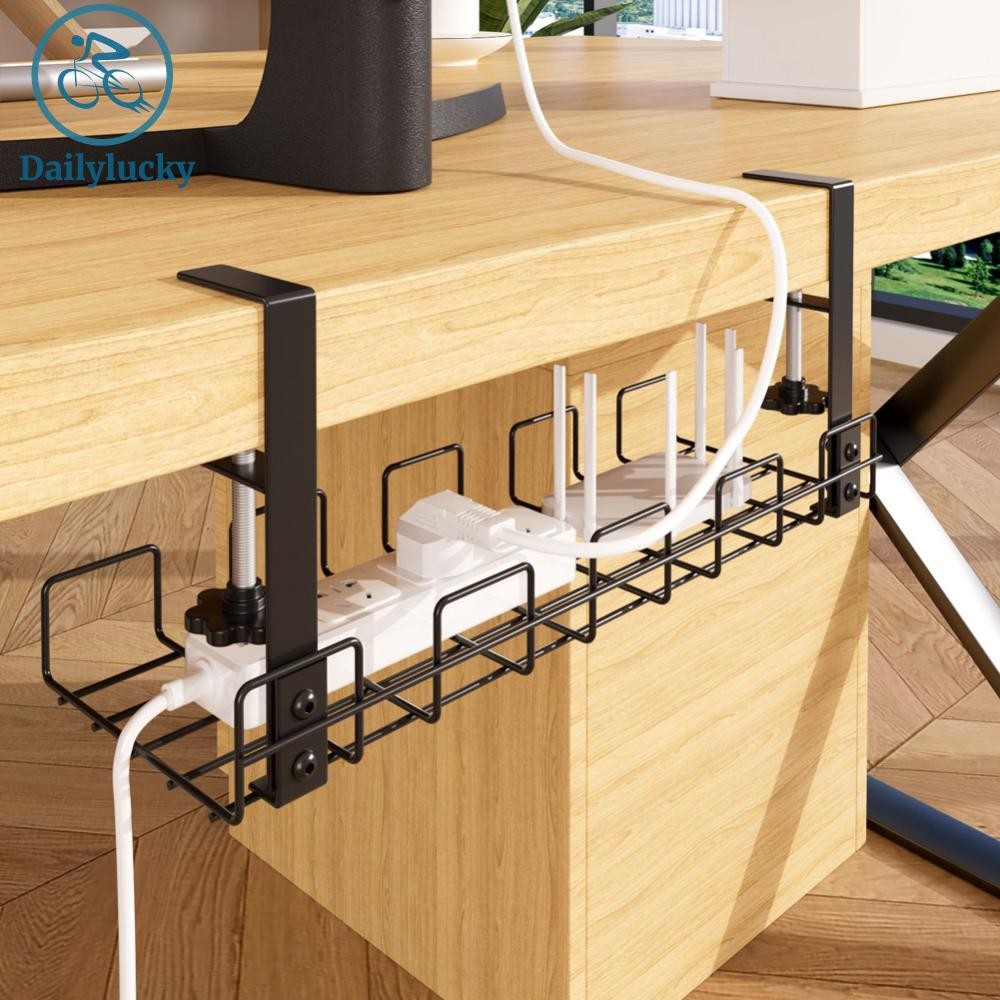 Under Table Storage Rack Cable Management Tray Wire Organizer Desktop ...