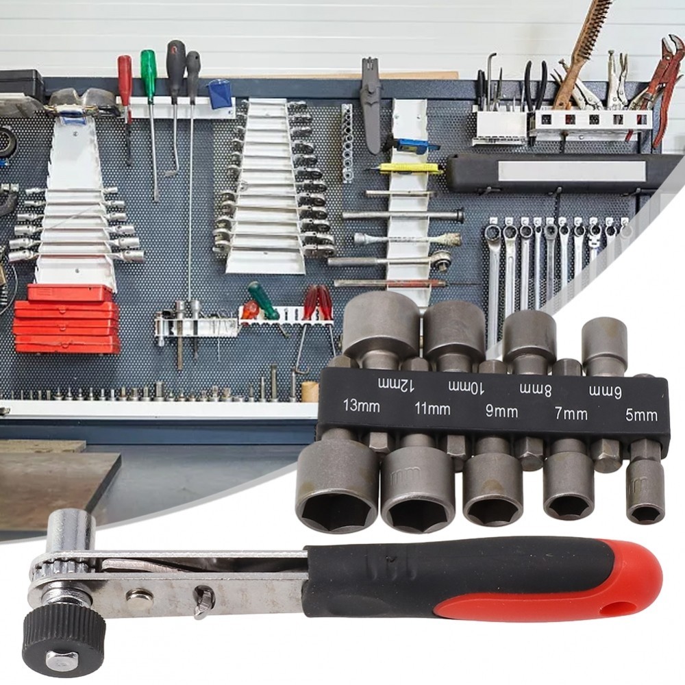 10pcs Ratchet Wrench Set 6 35mm Power Nut Driver Spanner 5/6/7/8/9/10