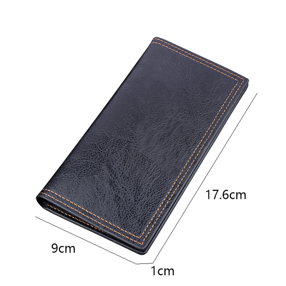 Men's Leather Long Checkbook Wallets, Slim Billfold Secretary Wallet ...