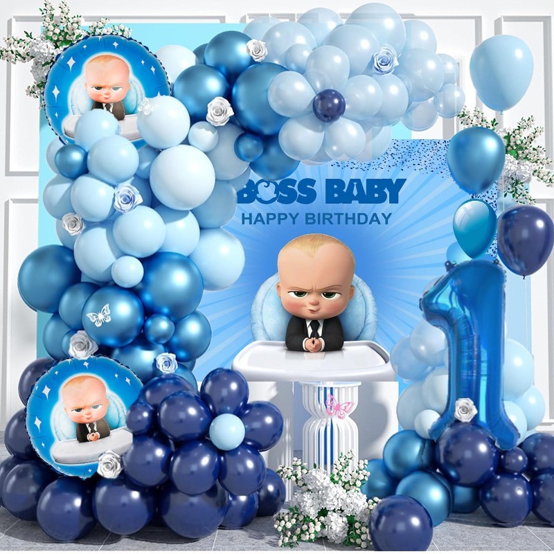 85Pcs Blue Boss Baby Theme Balloon Garland Arch Kit 40inch Number ...