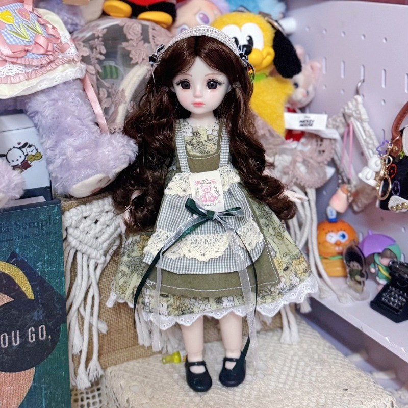 30cm 1/6 BJD Fat Doll and Clothes 3D Simulated Eye DIY Dress Set Girl's ...