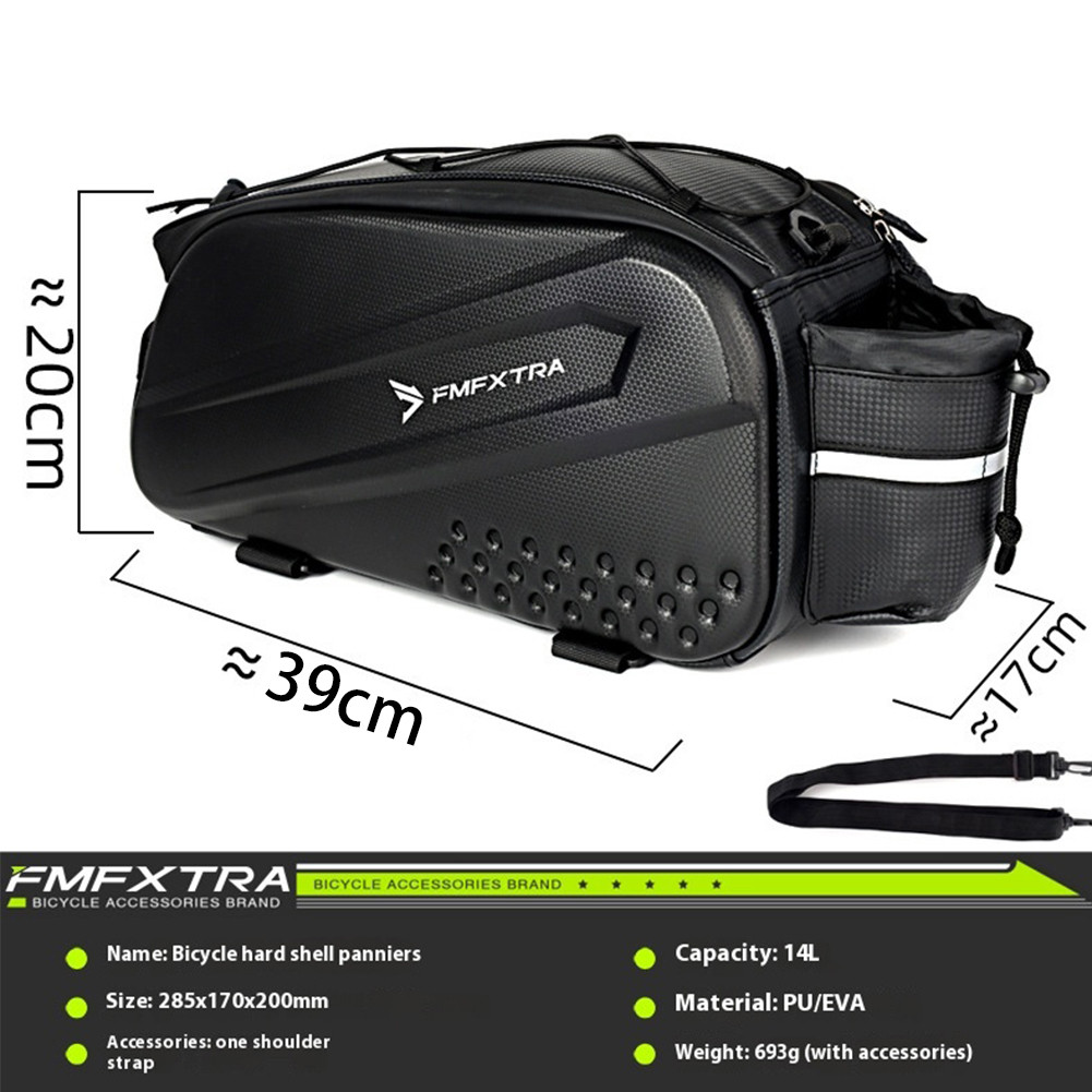 14L Bike Rear Rack Bag Bicycle Trunk Bag Waterproof Hard Shell for MTB ...
