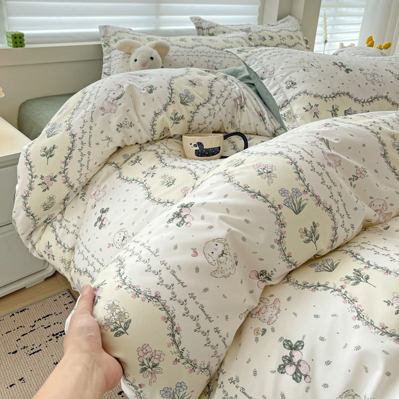 Ready Stock 100% Canadian Cotton Bedding Set Cute Rabbit 4 IN 1 ...