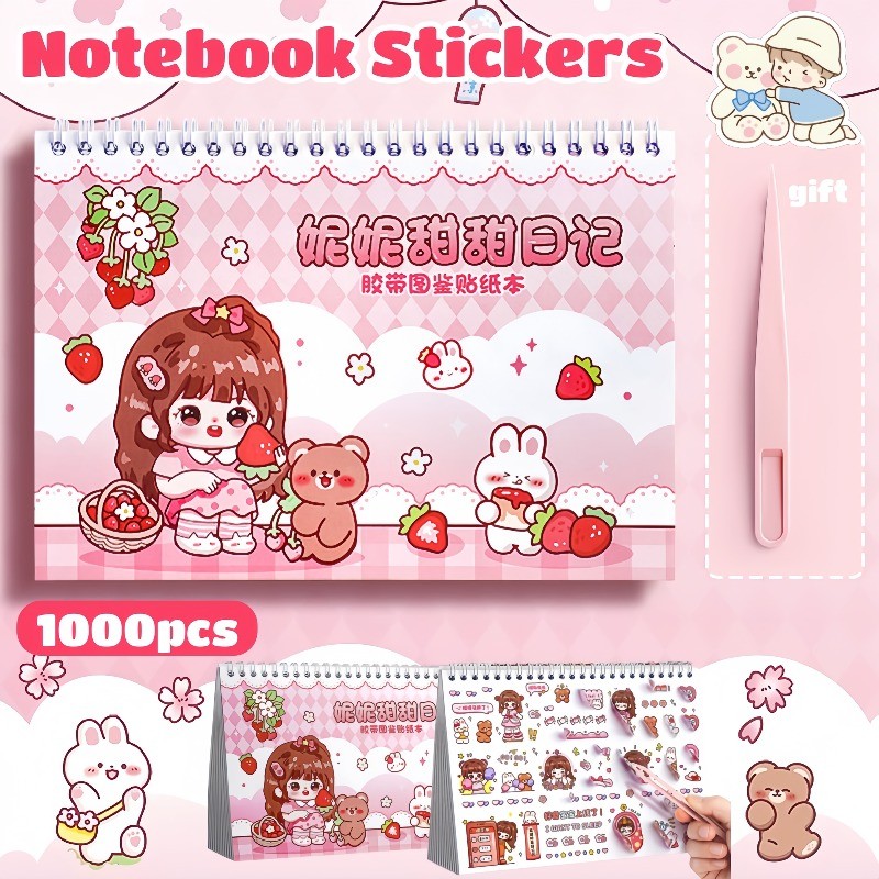 1000Pcs Cute Cartoon Stickers Super Sweet DIY Little Girl Sticker Book ...