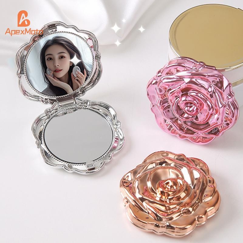 ApexMoto Portable Mini Mirror Retro Rose Flower Small Pocket Makeup ...
