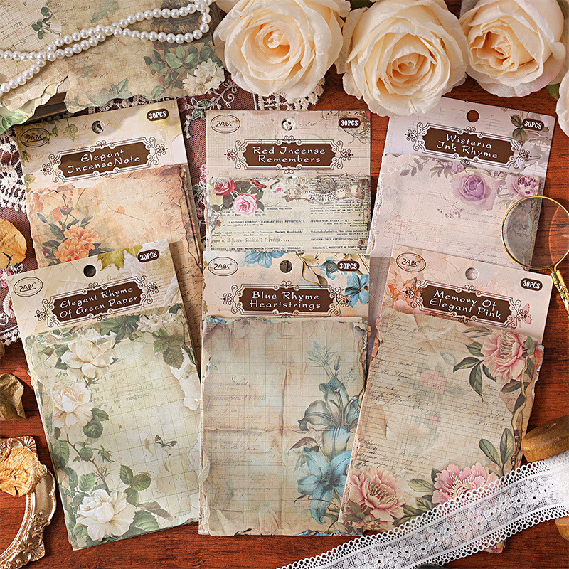 Journamm 30 Sheets Vintage Background Craft Paper Collage Junk Journal ...