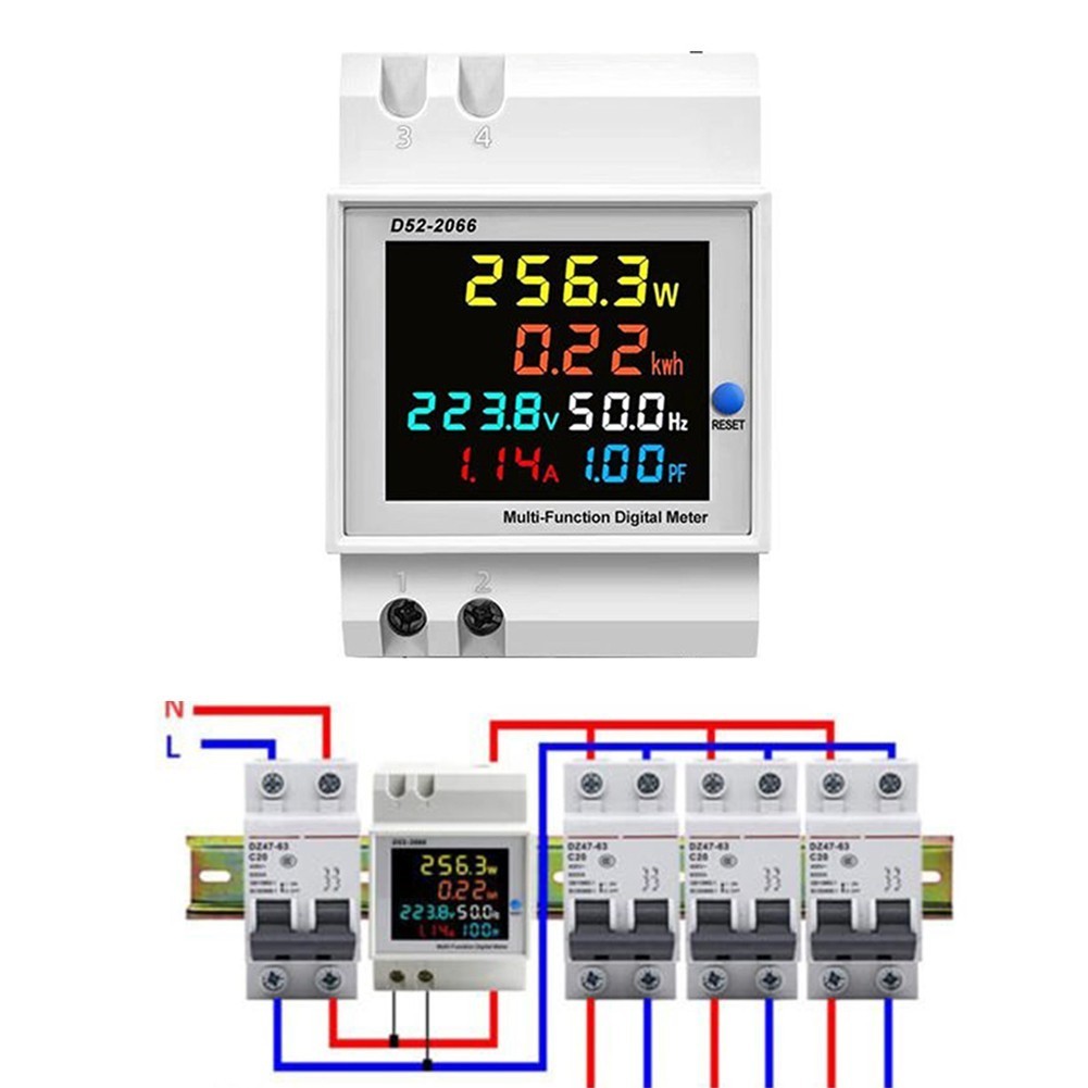 [ISHOWMAL-PH]100A 6 In 1 AC Power Meter Din Rail Integrated Current ...