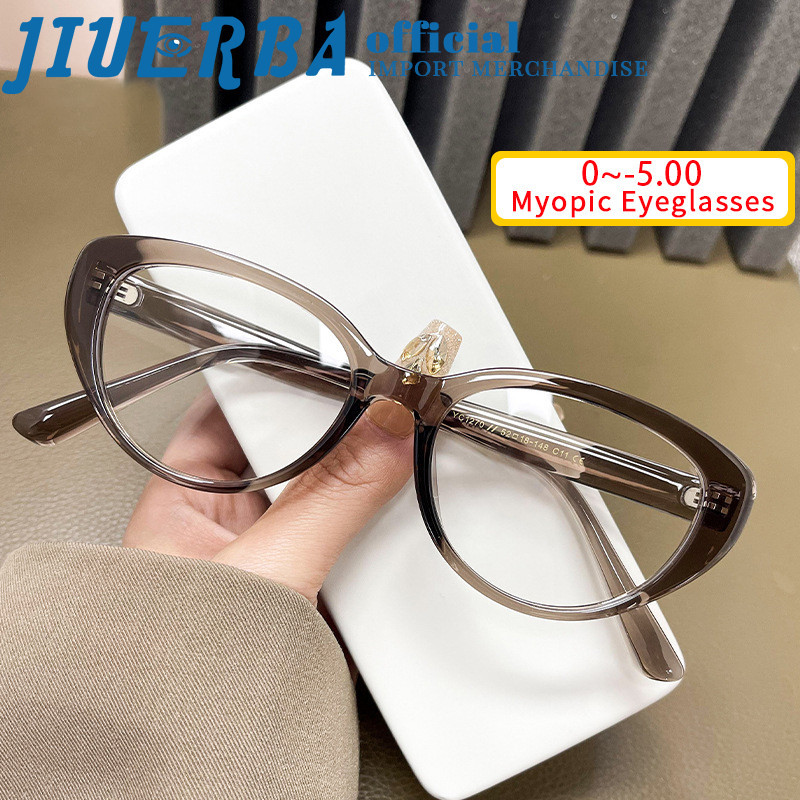 JIUERBA YC1270 New Women Anti Blue Light Myopia Cat Eye Glasses Custom