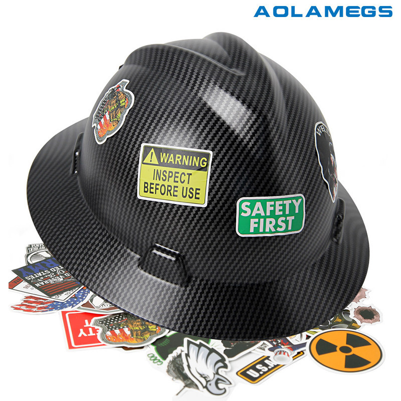 AOLAMEGS Safety Helmet Wide Full Brim DIY Graffiti Stickers Hard Hat ...
