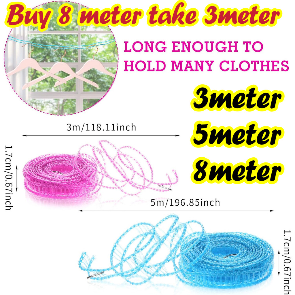 Muses Clothesline rope hanger stop rope 3M, 5M, 8M | Shopee Philippines