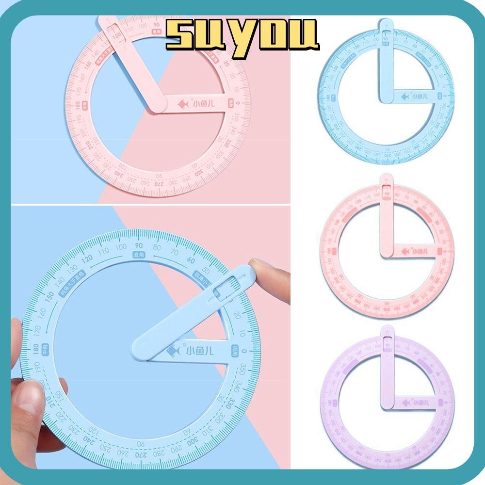 SUYO Activity Ruler, 360 Degree Rotation Plastic Pointer Protractor ...