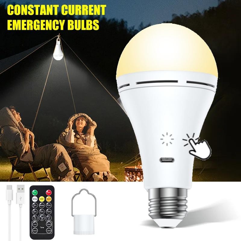 2024 USB C Rechargeable Light Bulb 10W Battery Powered Light Bulb E27