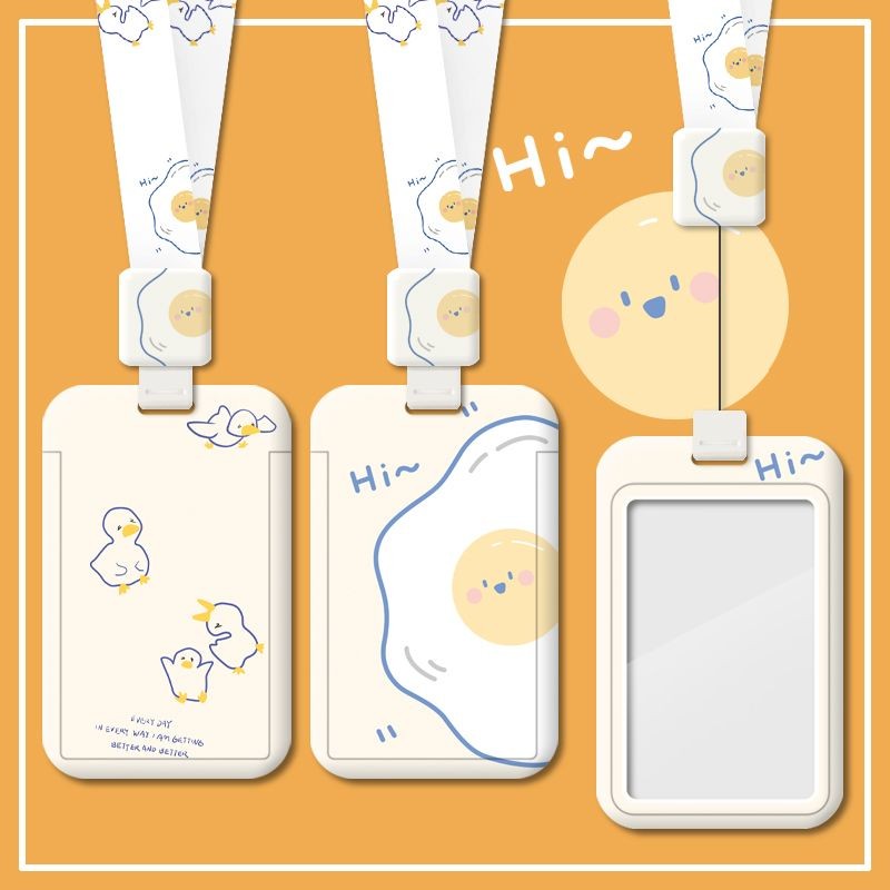 Ins Retractable Cartoon Cute Student Campus Card Holder Meal Card Bus ...
