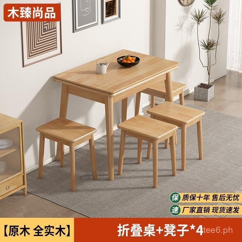 Small Apartment Solid Wood Folding Dining Table Household Dining Table ...