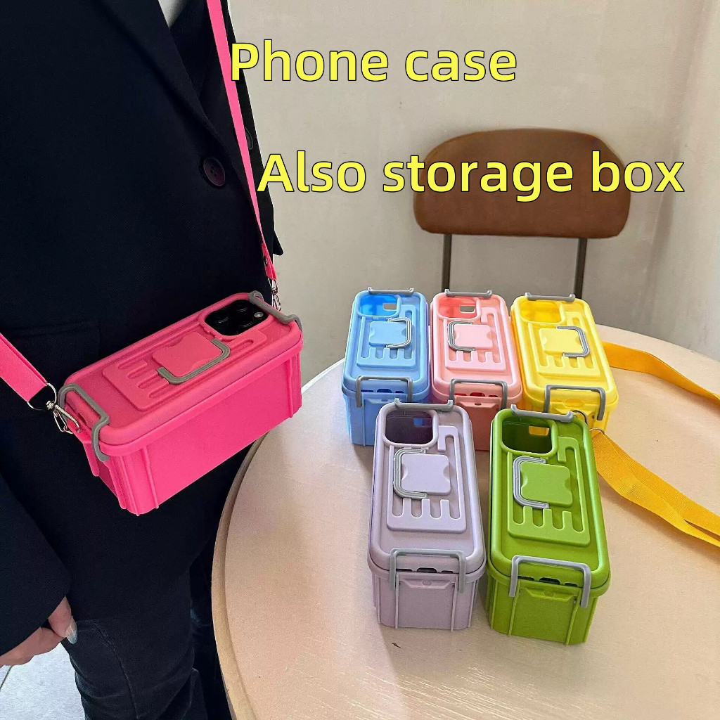 Storage box With lanyard Phone Case For iphone 11 12 13 14 15 16 pro ...