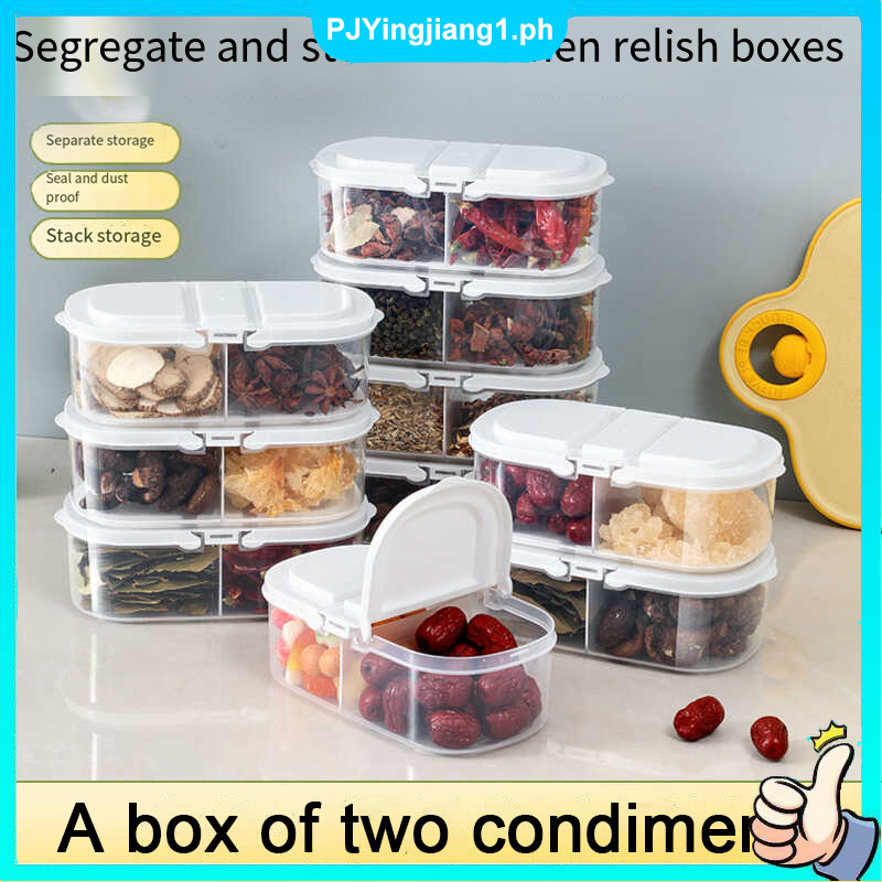 2 Grids Food Storage Container With Cover Sealed Box Ref Organizer ...