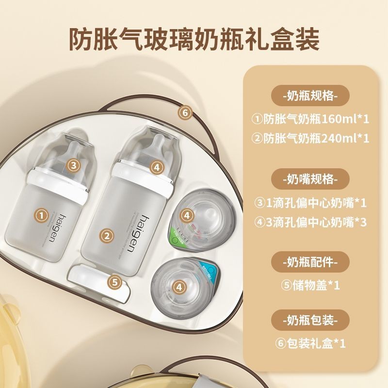 Newborn Baby Glass Feeding Bottle Big Baby AntiFall AntiFlatulence