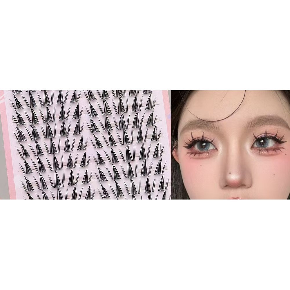 10 rows of large capacity fox-style slanted false eyelashes with glue ...