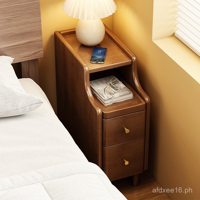 Solid Wood Bedside Table Simple Modern Mini Small Ultra-Narrow Bedside ...