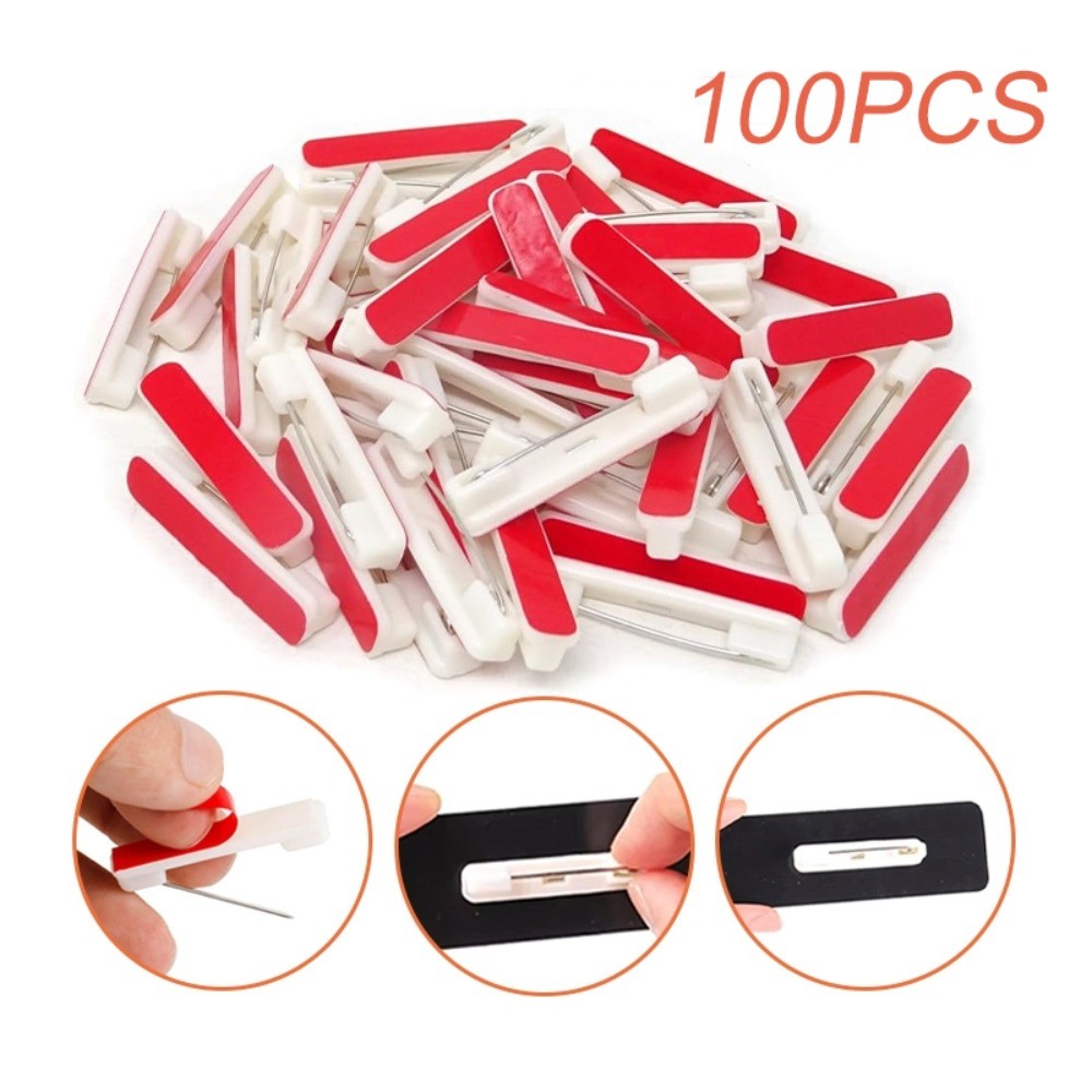 100Pcs Plastic Name Tag Pins with Adhesive Safety Badge Pin For DIY ...