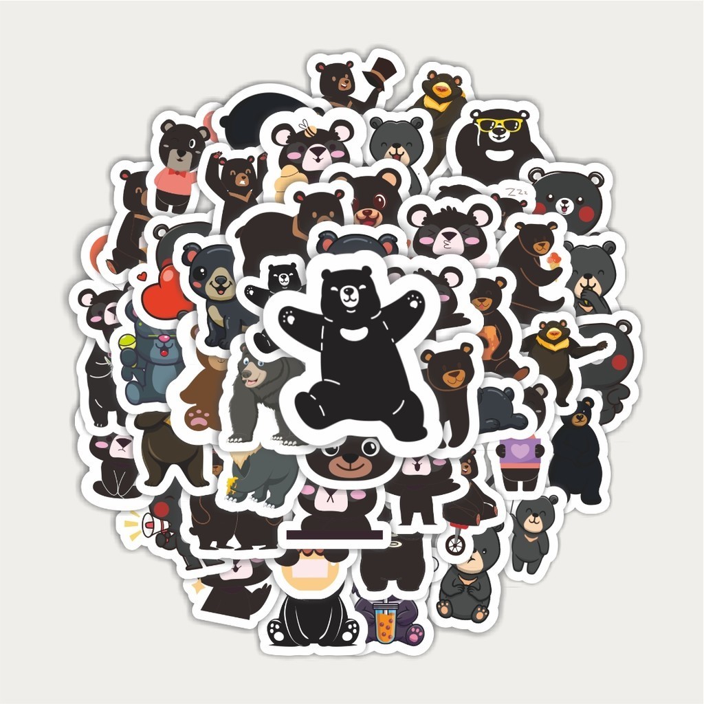 Black Bear Animal Sticker Pack Sticker | TUMBLR Sticker | HELMET ...