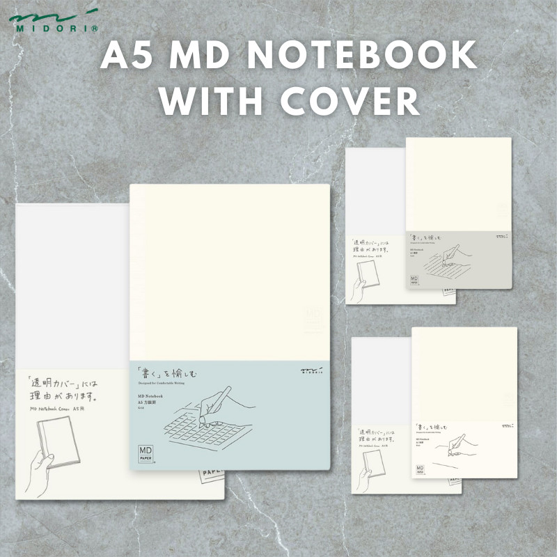 DESIGNPHIL MIDORI A5 MD Paper Notebook with Cover - Grid, Ruled, Blank ...