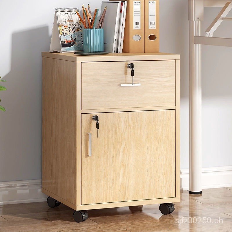 Simple Household Use#Lockable Storage Small Solid Wood Color Movable ...