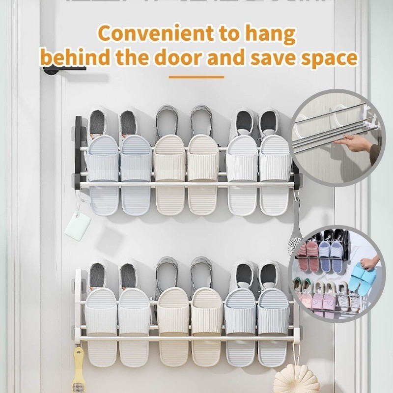Wall Mounted Shoe Rack Organizer Door Back Shoe Rack Slipper Organizer ...