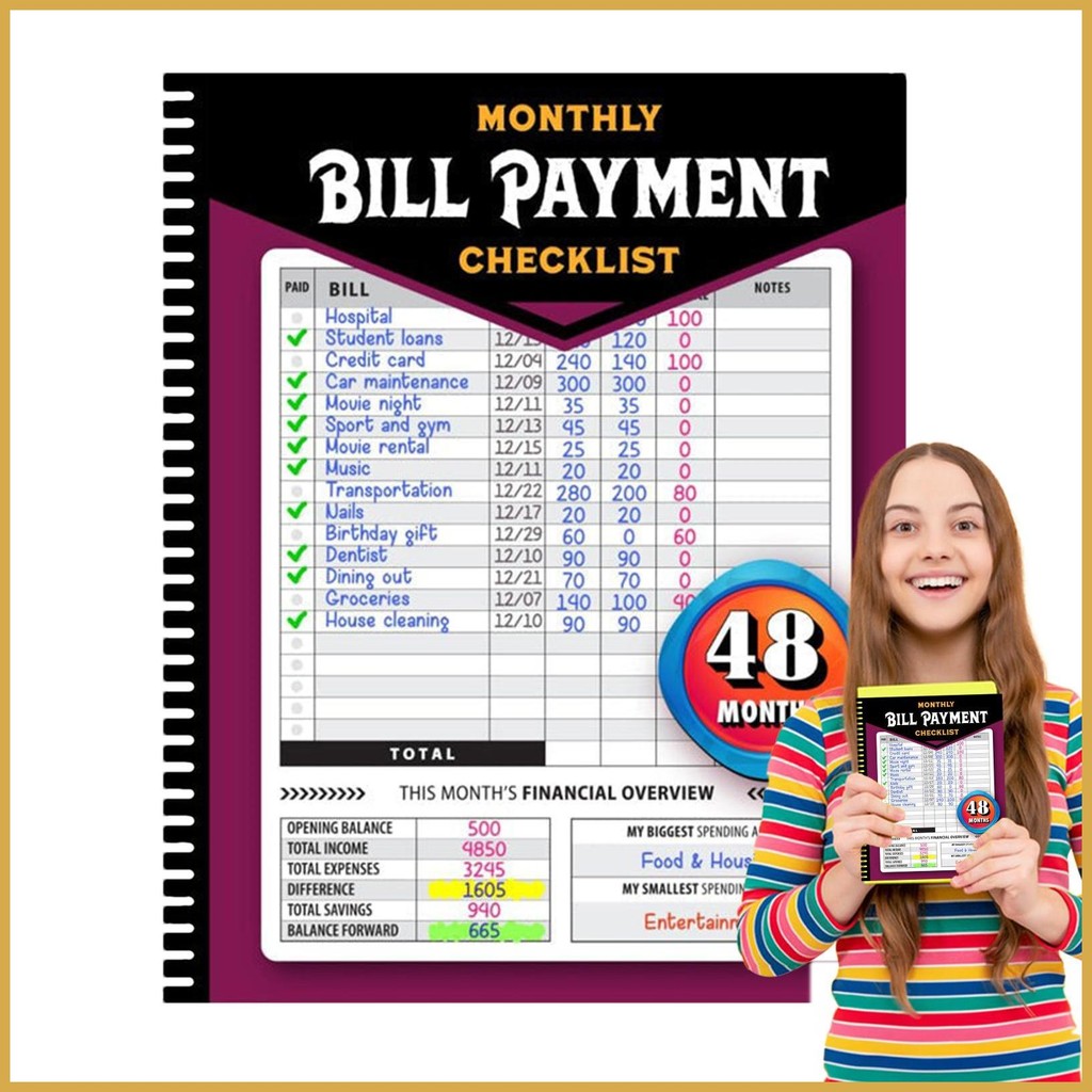 Bill Payment Log Book Money Organizer For Family Monthly Budgeting ...