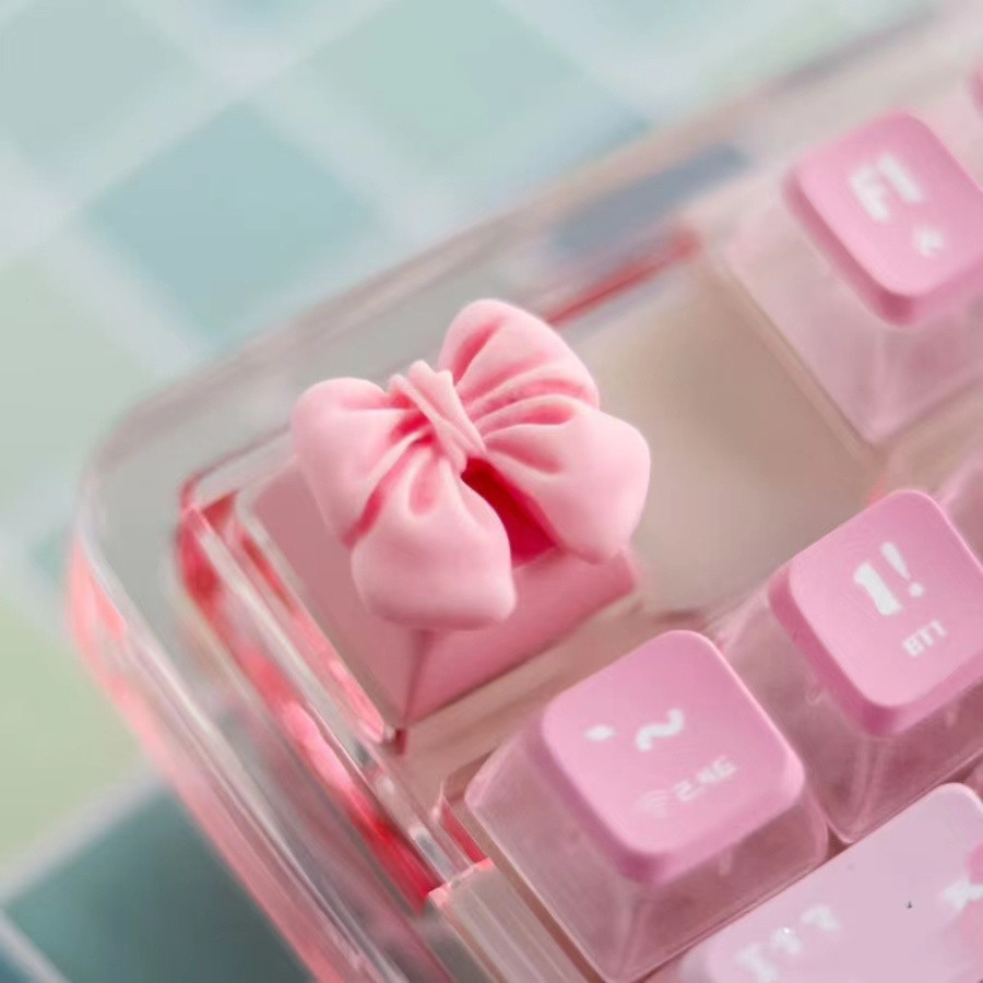 Handmade Keycap Small Bow Pink Cute Mechanical Keyboard Keycap | Shopee ...